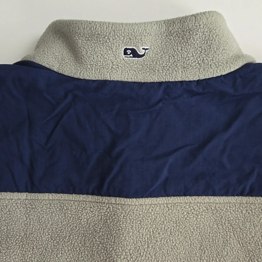 Vineyard Vines Men’s XXL Gray Navy Fleece Quarter Snap Pullover Sweater